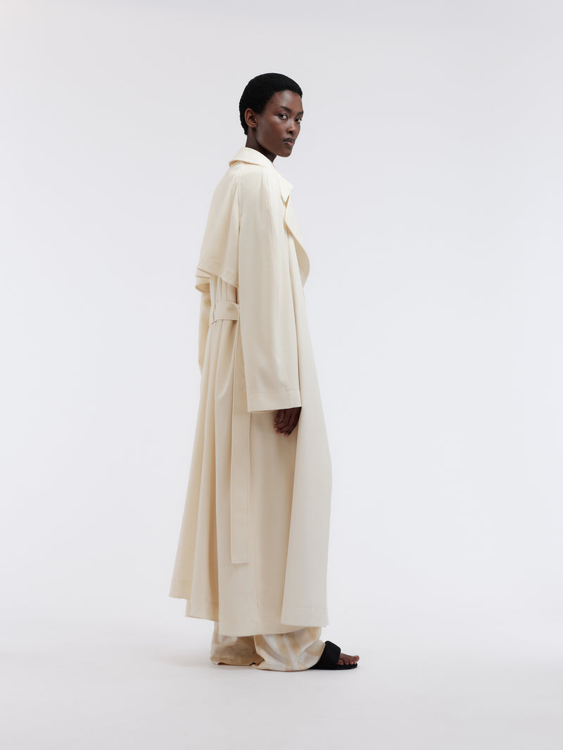 Trench foulard en crêpe de laine