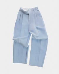 Double pleat trousers in silk wool couture