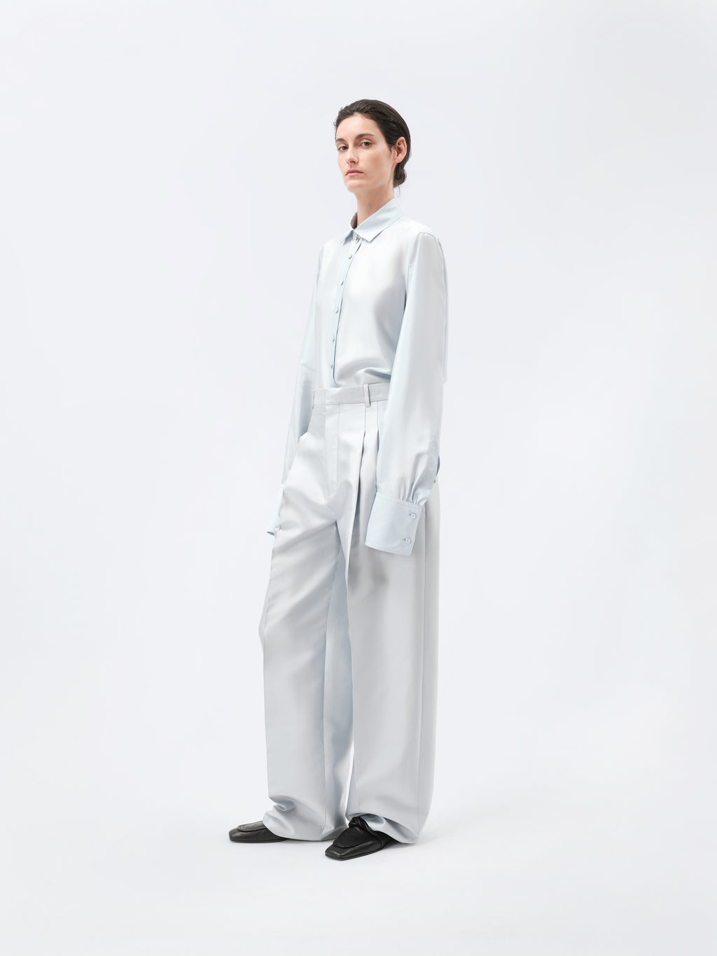 Long shirt in silk drap