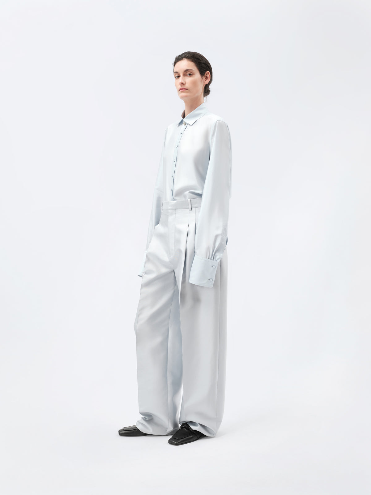 Long shirt in silk drap