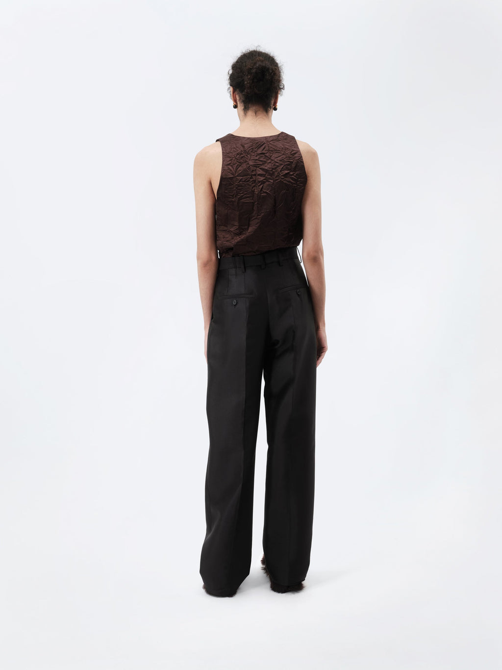 Double pleat trousers in silk wool couture