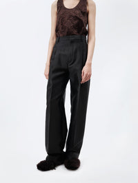 Double pleat trousers in silk wool couture