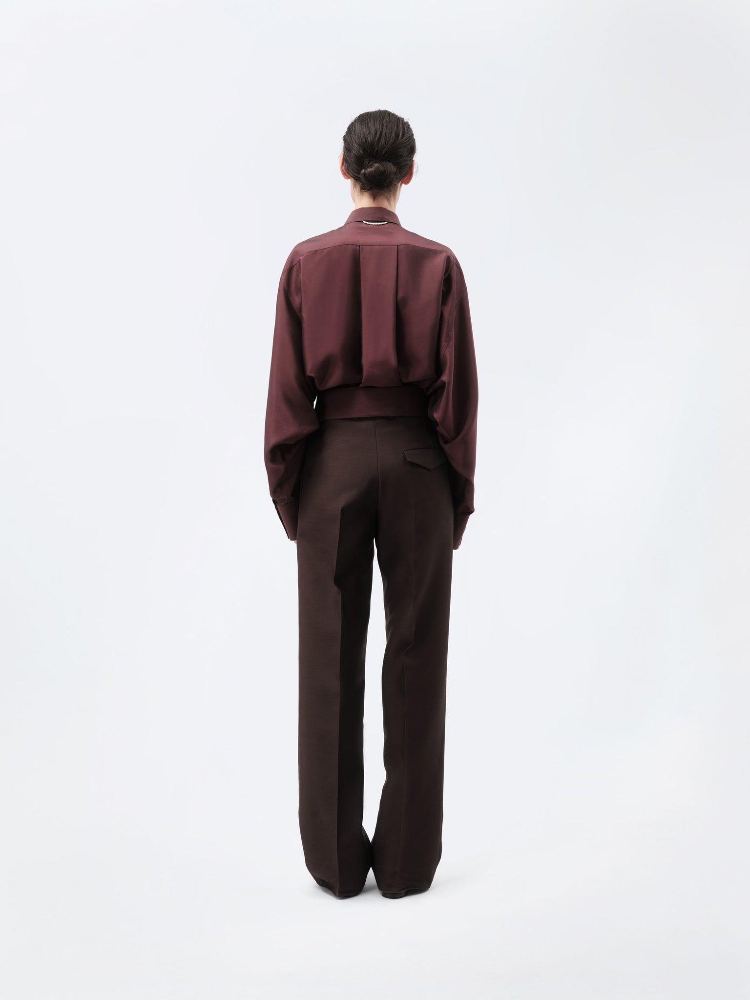 Orchid trousers in silk wool toile
