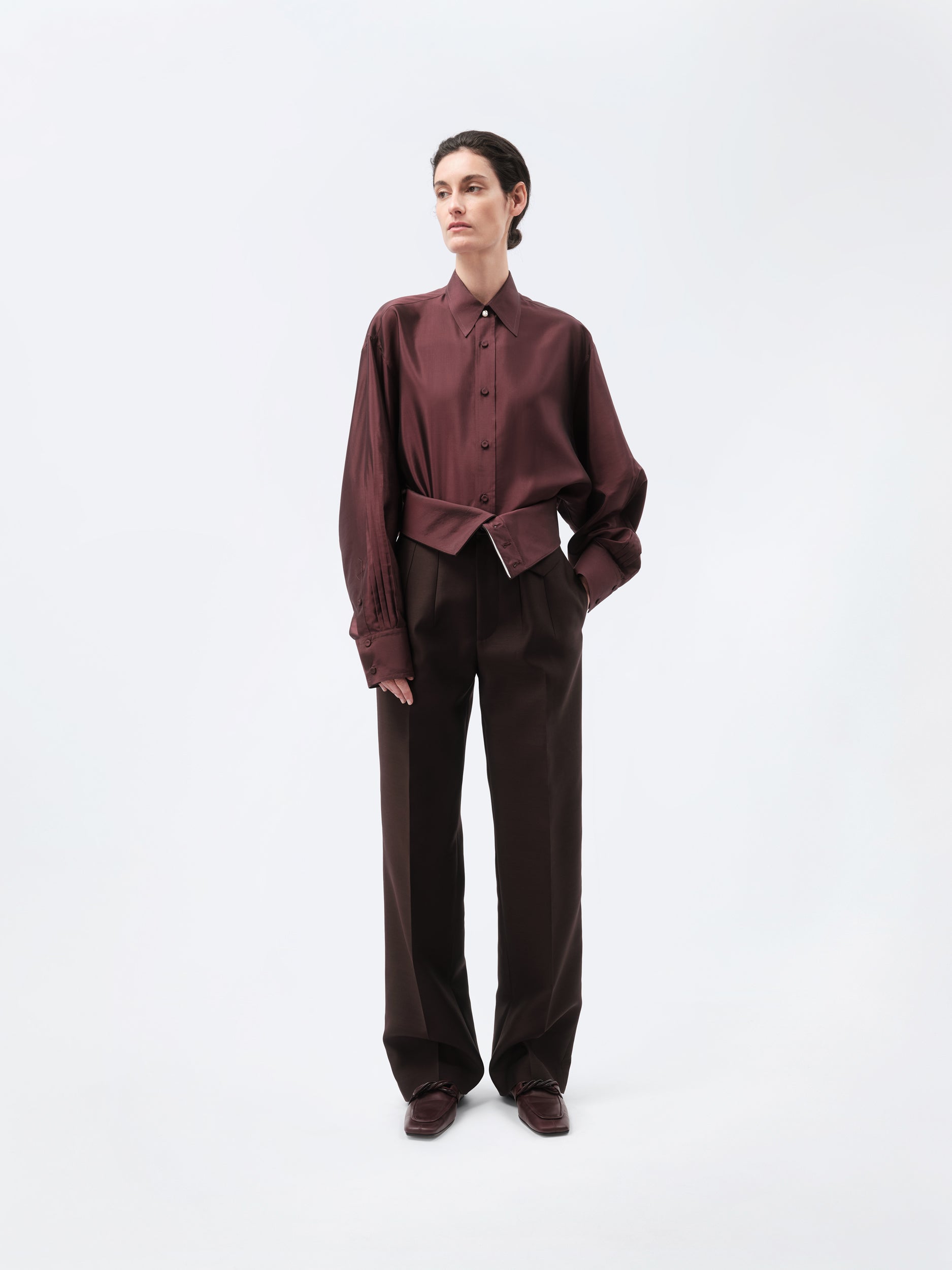 Orchid trousers in silk wool toile