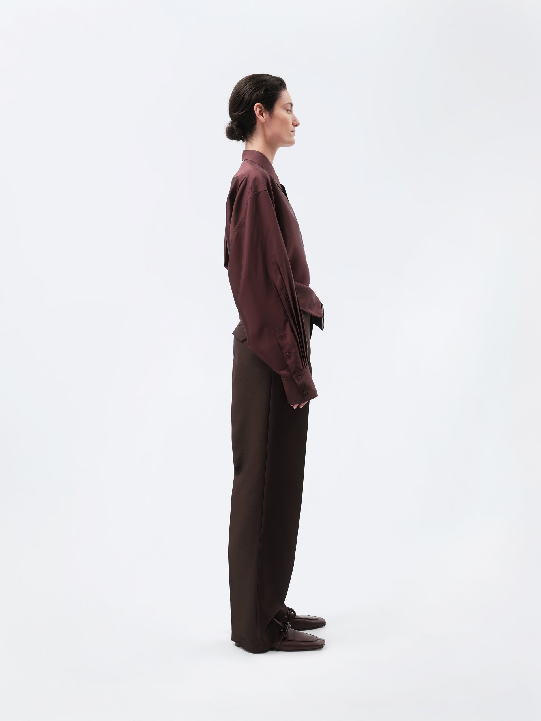 Orchid trousers in silk wool toile