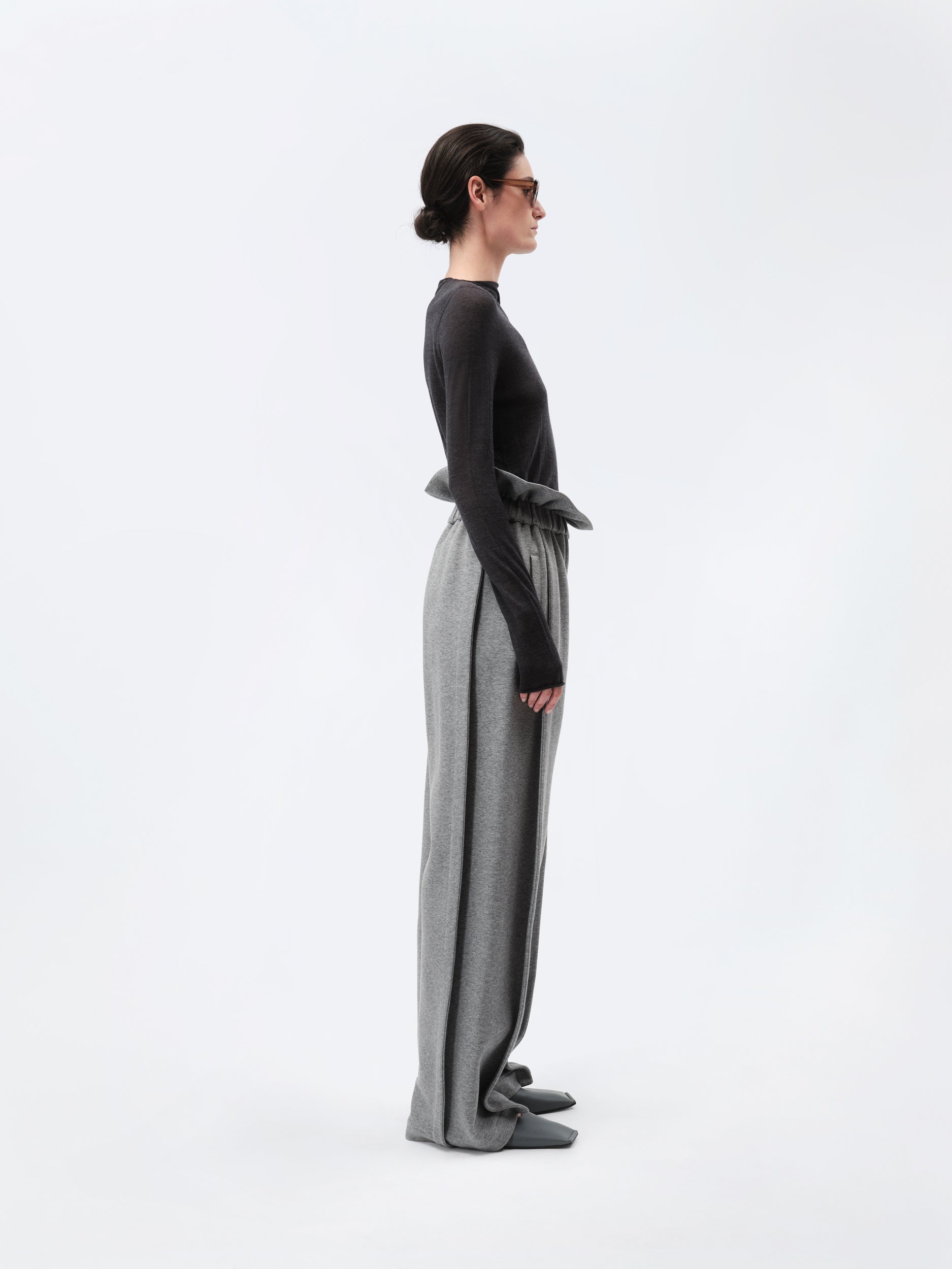 Soft orchid trousers in cashmere cotton jersey