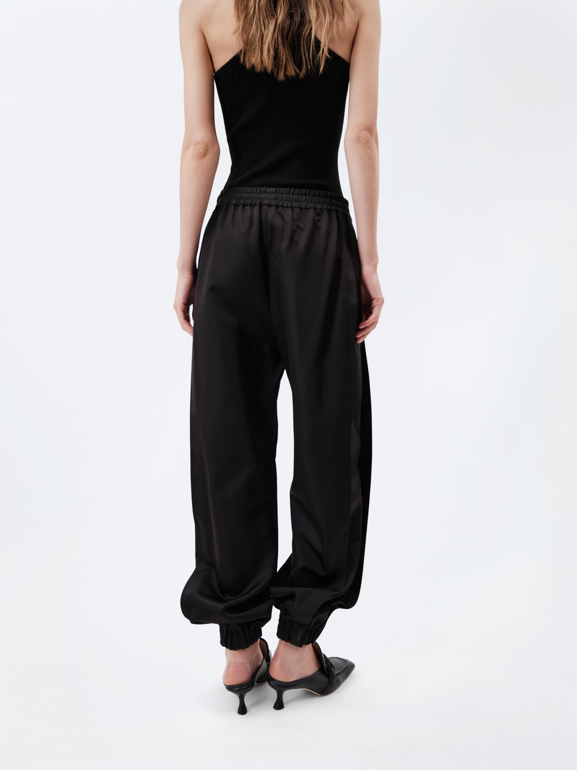 Jogging trousers in double silk