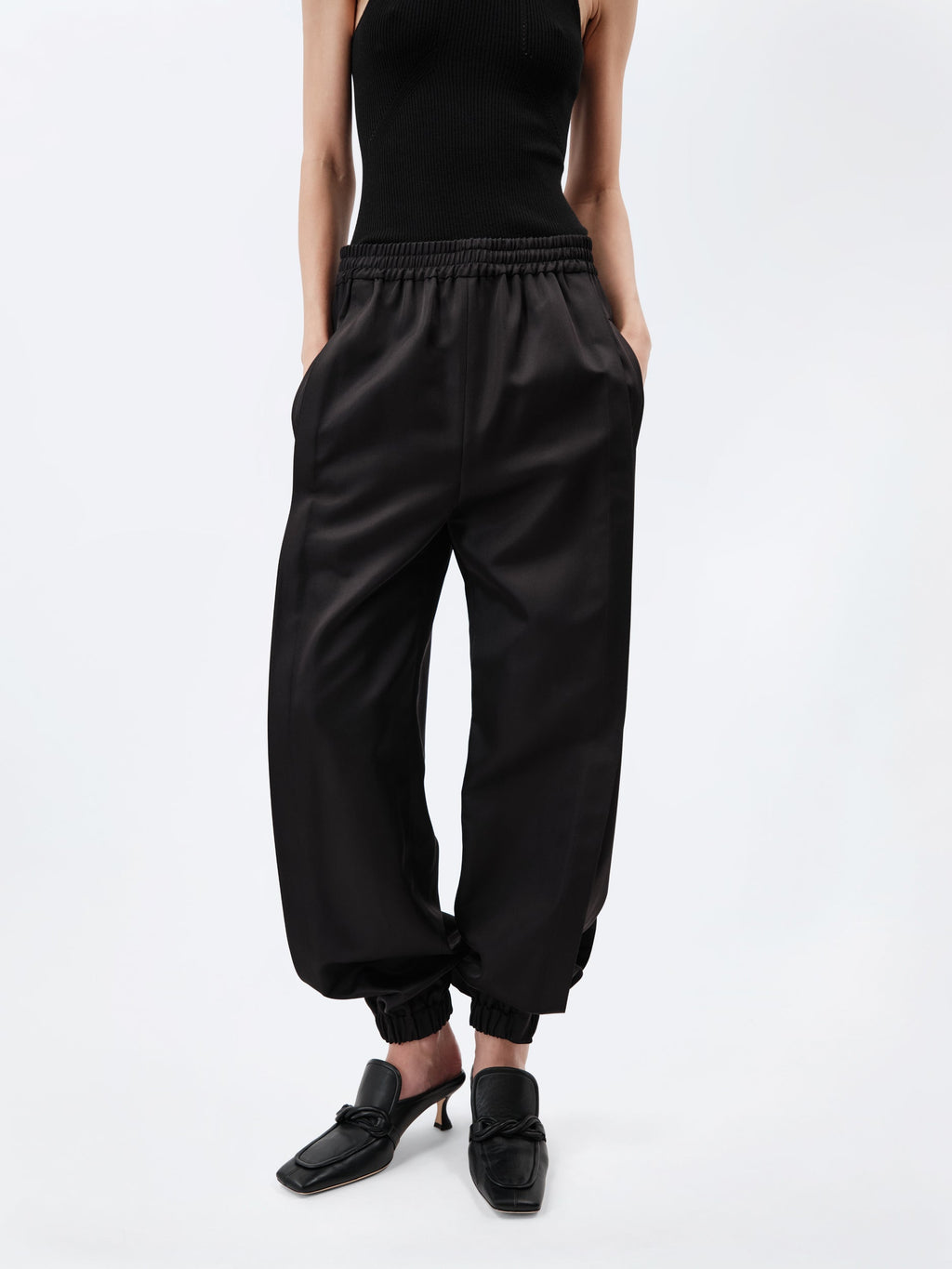Jogging trousers in double silk