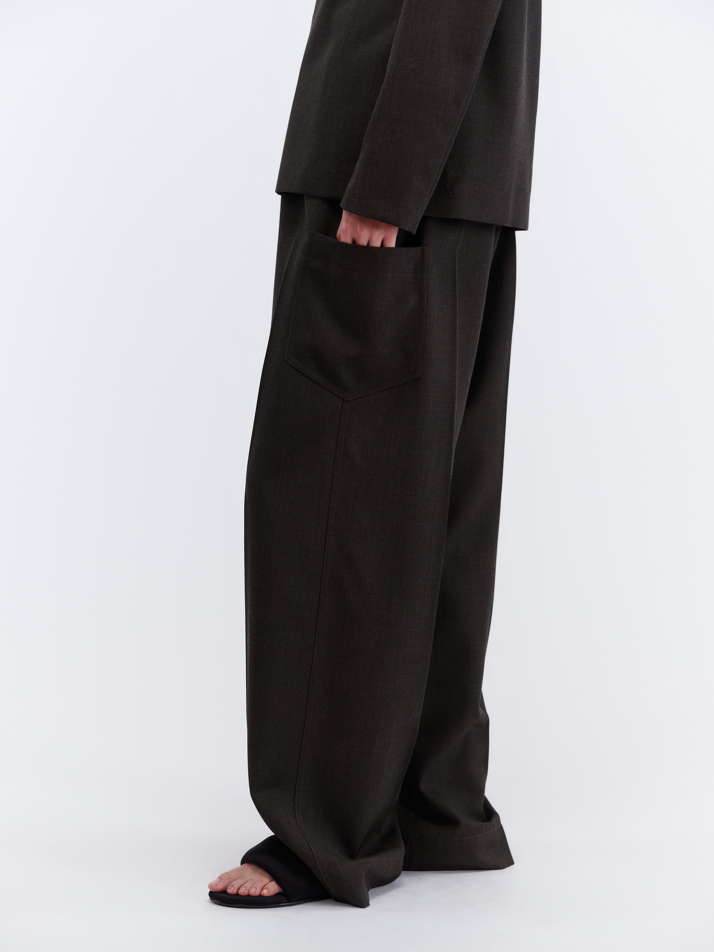 Pantalon taille élastiquée en grain de poudre