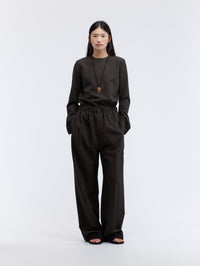 Pantalon taille élastiquée en grain de poudre