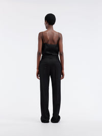 Satin front trousers in grain de poudre