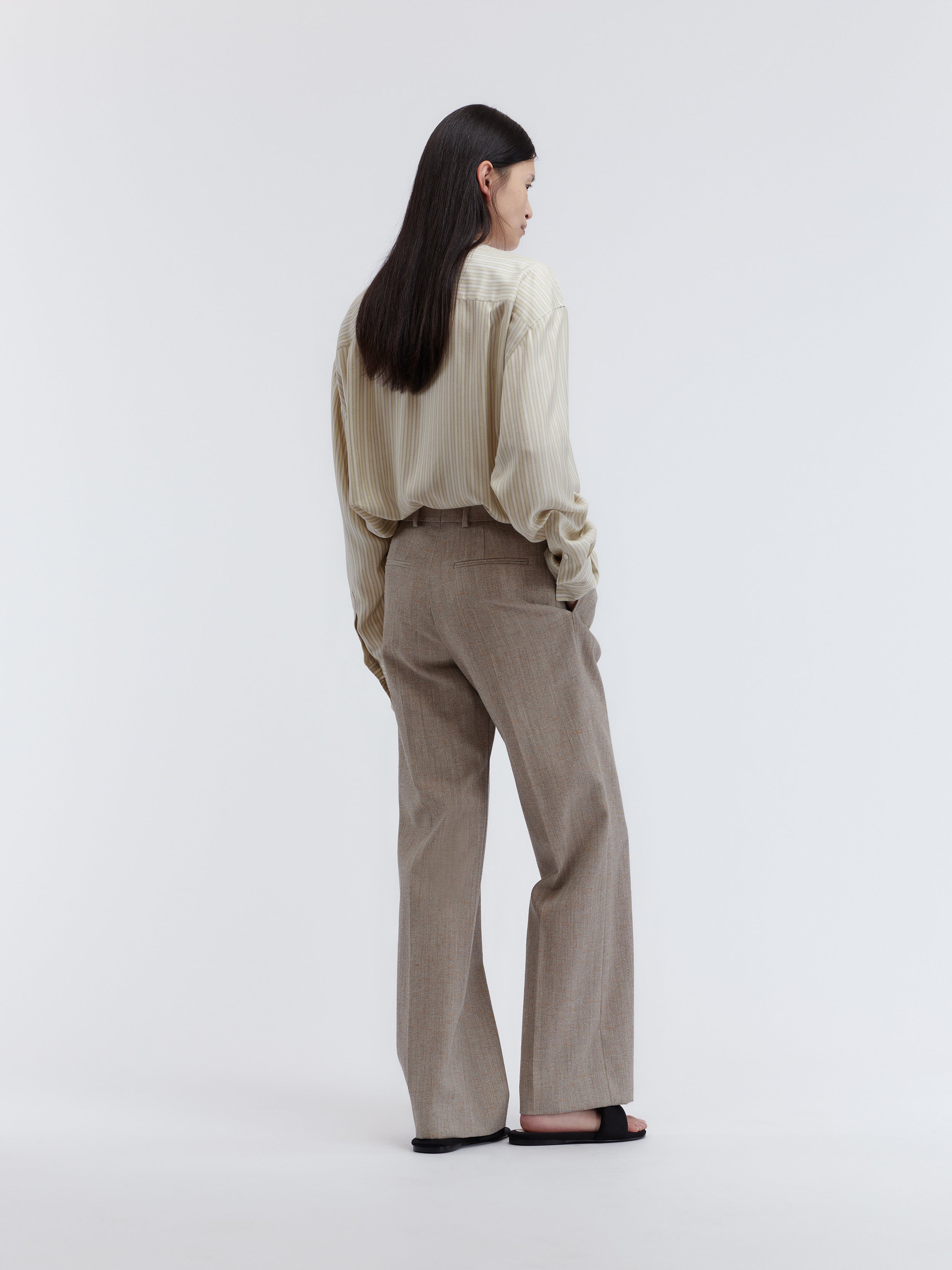 Pantalon à plis avant en tweed chiné