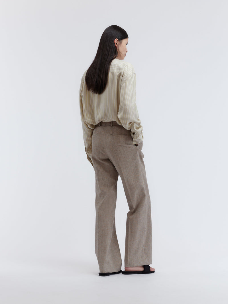 Pantalon à plis avant en tweed chiné