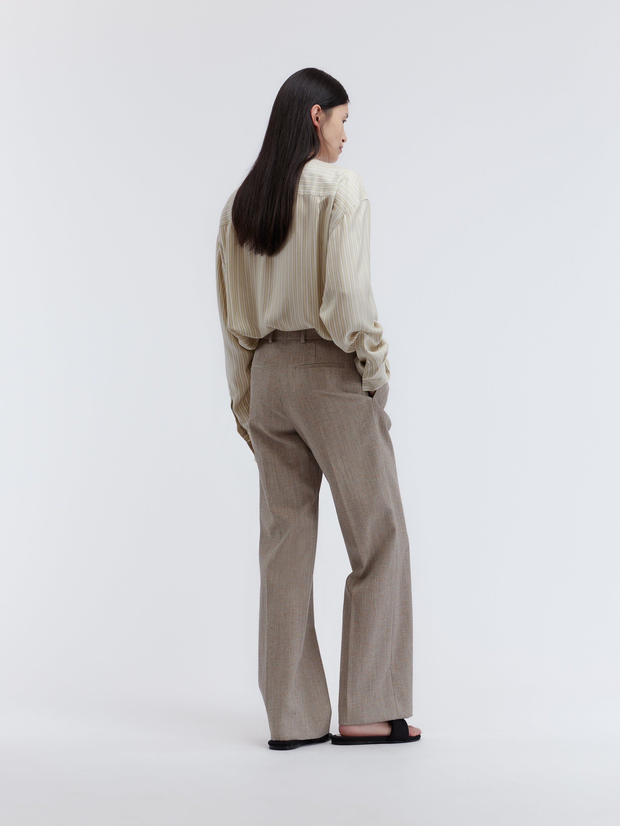 Pantalon à plis avant en tweed chiné