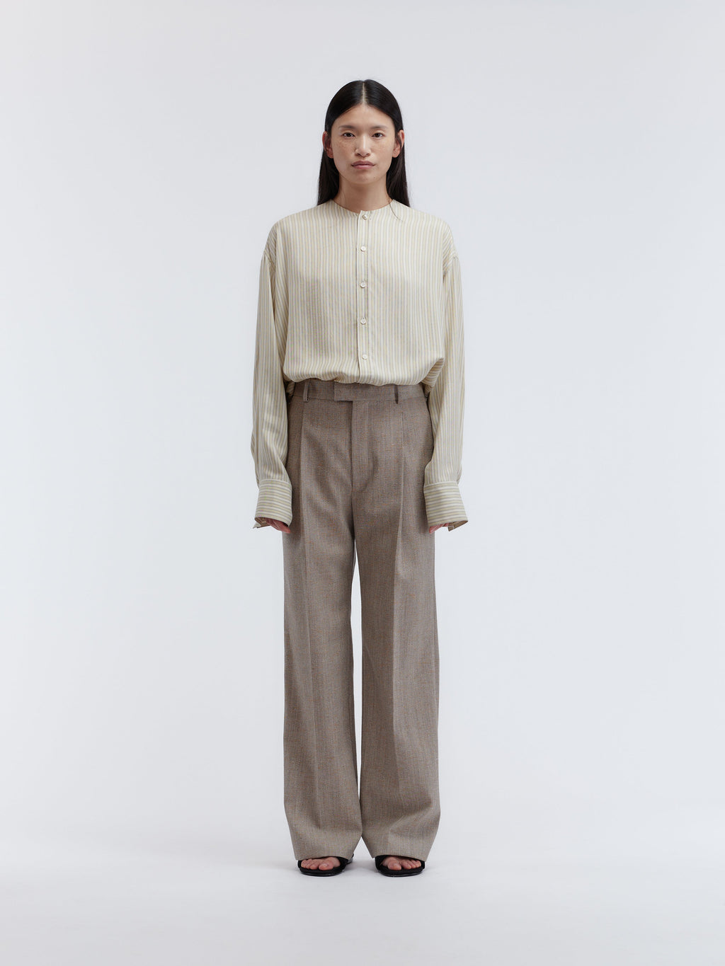 Pantalon à plis avant en tweed chiné