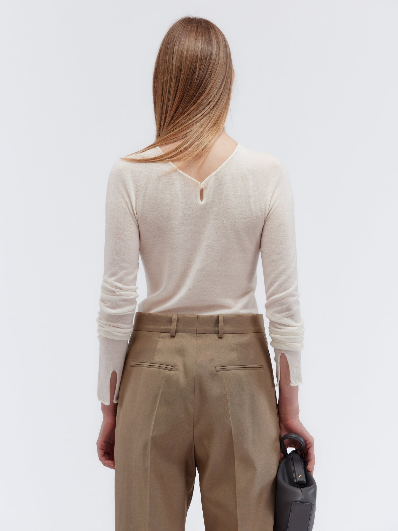 Pleat-front trousers in silk wool couture