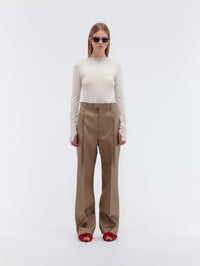 Pantalon tailleur en mélange de soie et laine couture