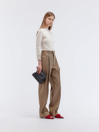 Pantalon tailleur en mélange de soie et laine couture