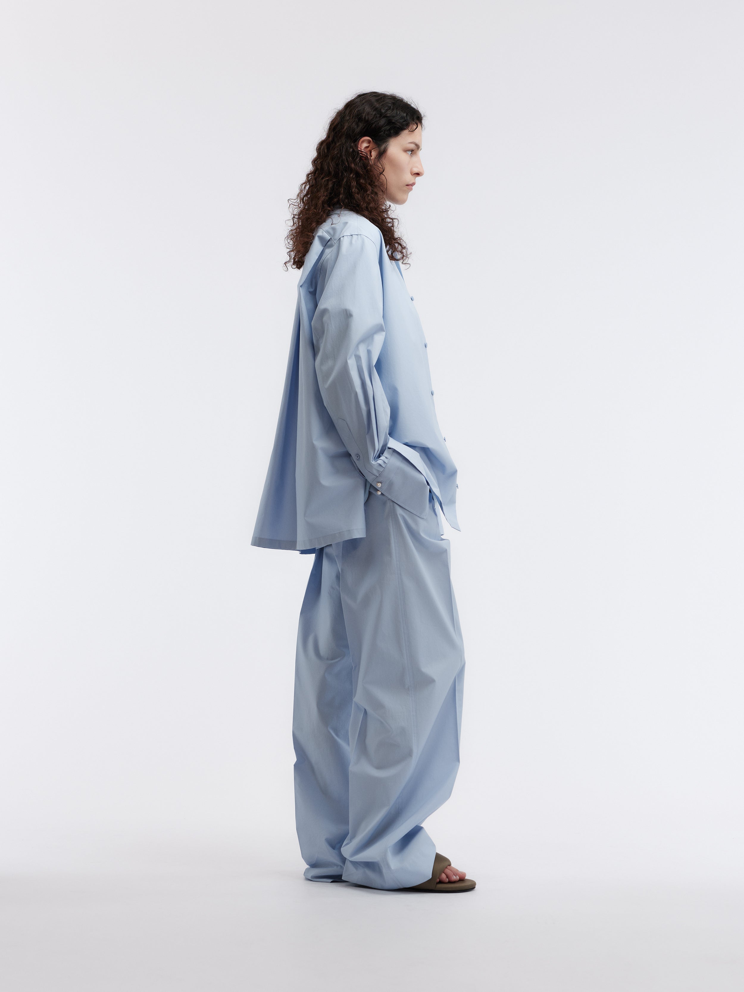 Pantalon taille élastiquée en popeline de coton légère