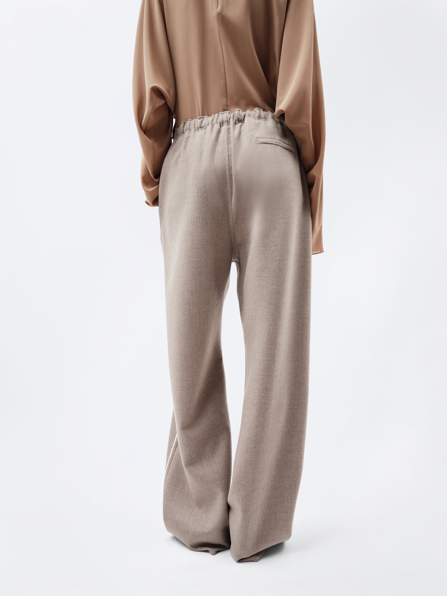 Pantalon à enfiler en laine double face légère
