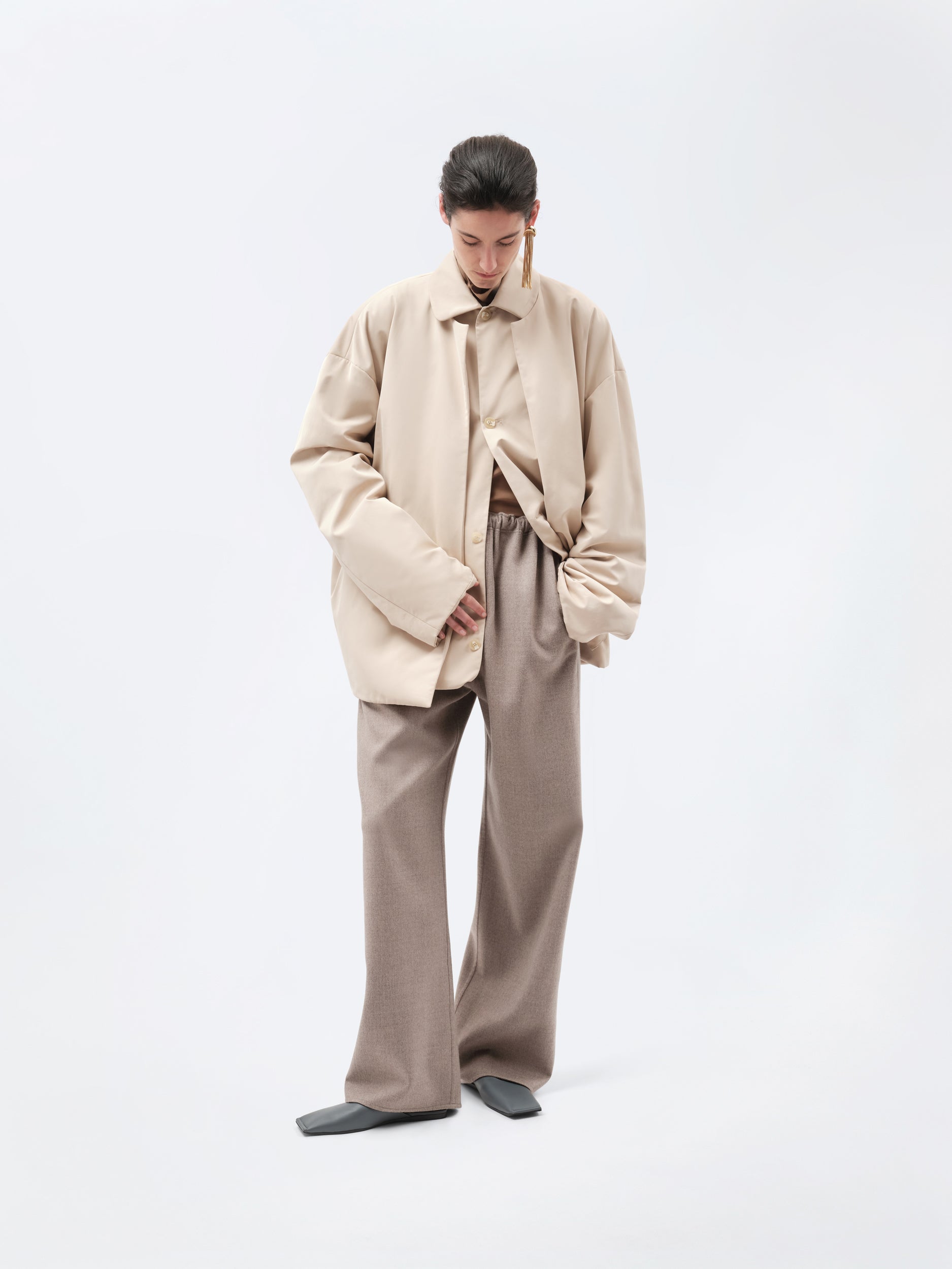 Pantalon à enfiler en laine double face légère