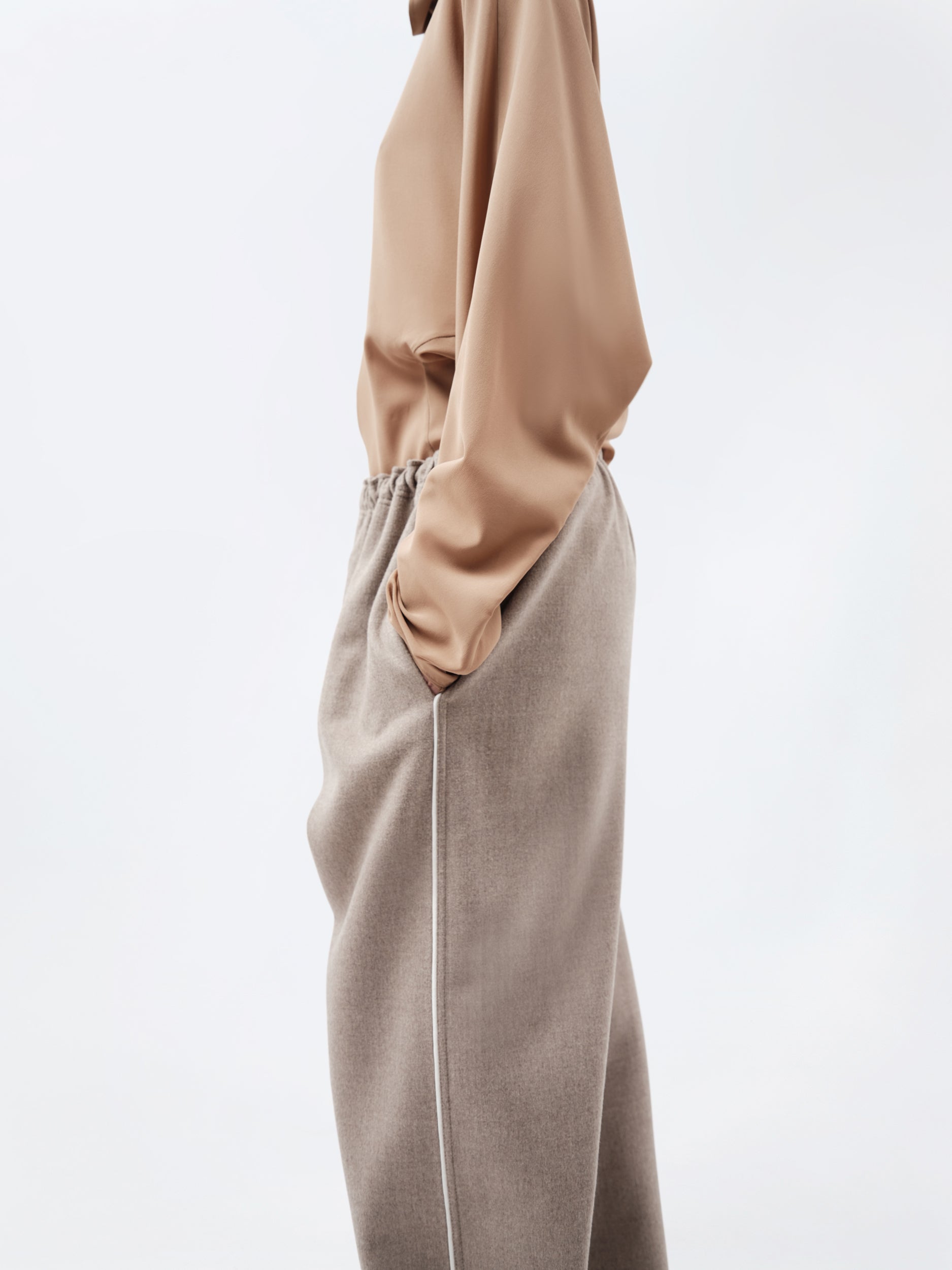 Pantalon à enfiler en laine double face légère