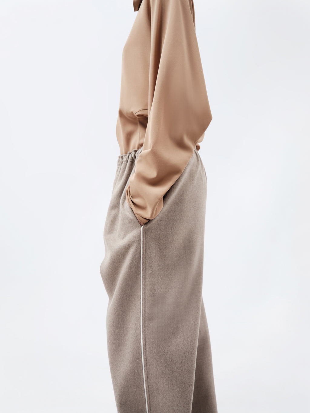 Pantalon à enfiler en laine double face légère