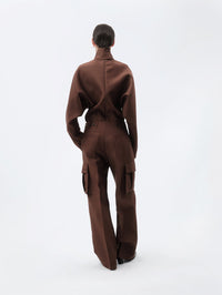 Pantalon cargo en toile de soie et laine