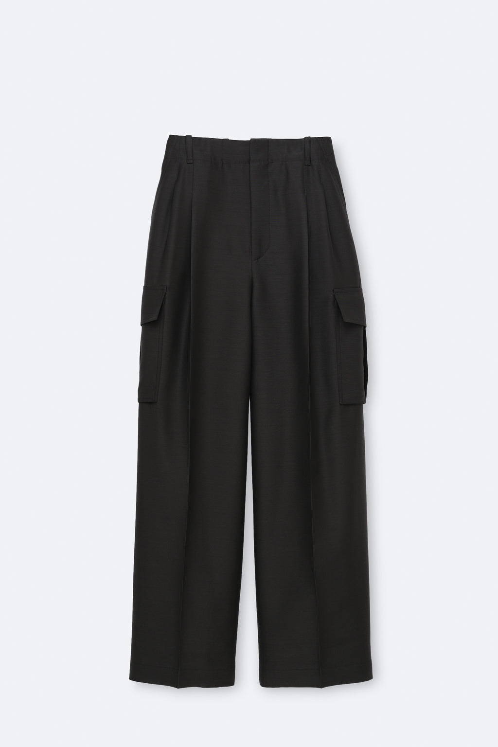Pantalon cargo en toile de soie et laine