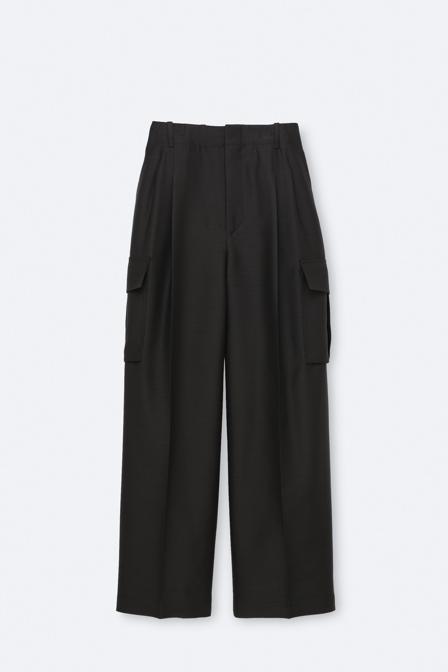 Pantalon cargo en toile de soie et laine
