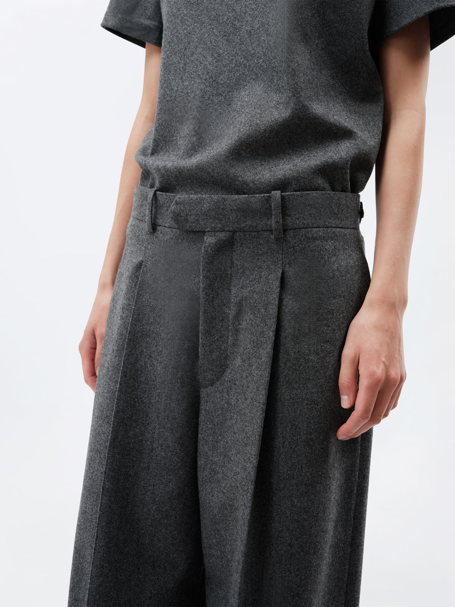 Pantalon à plis en flanelle