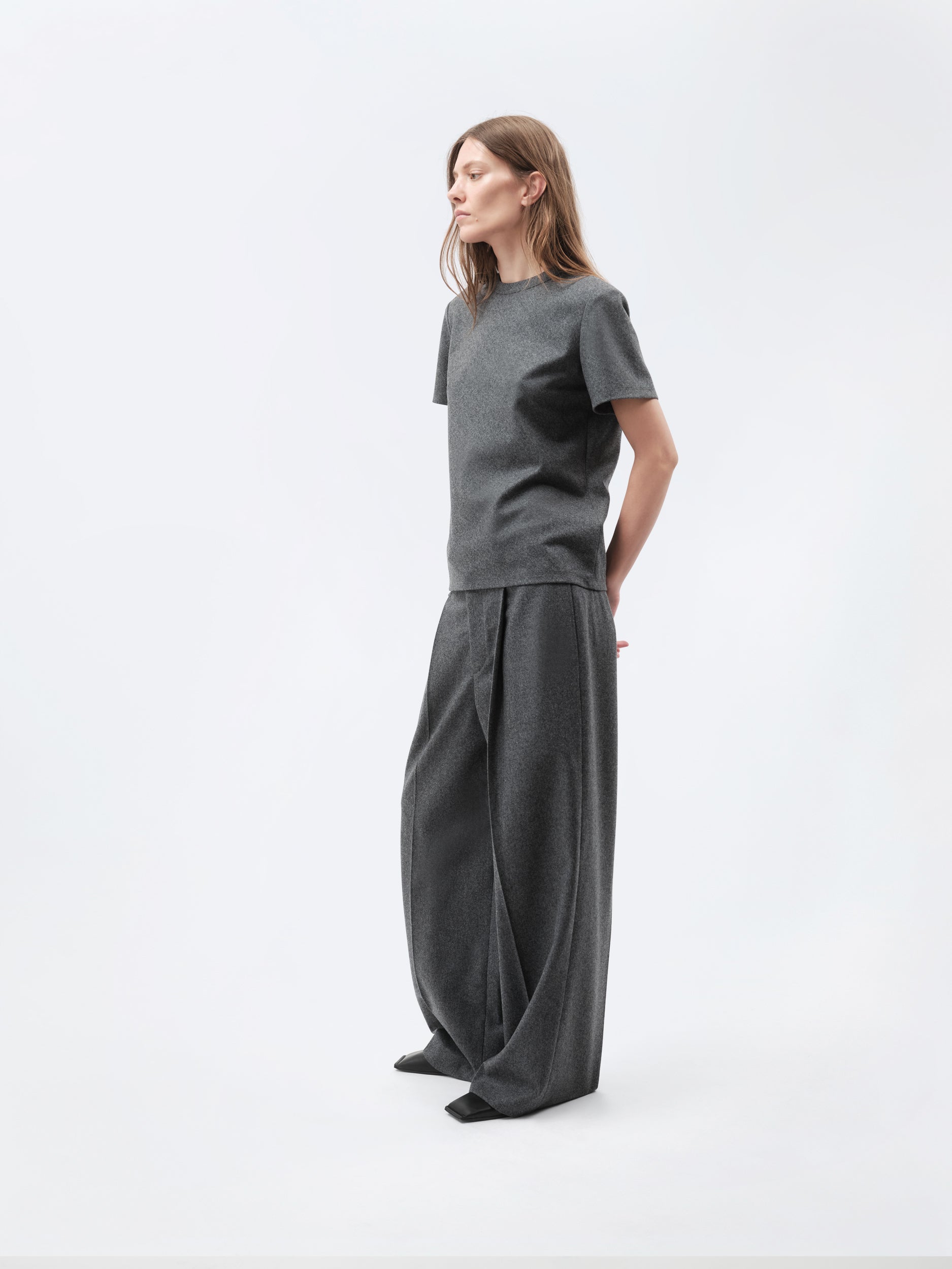 Pantalon à plis en flanelle