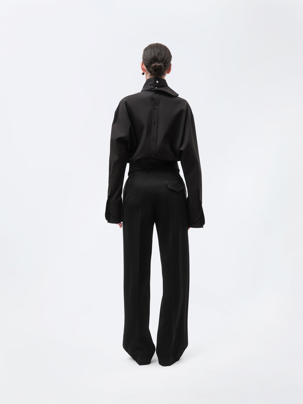 Pantalon orchidée en sergé de laine fluide