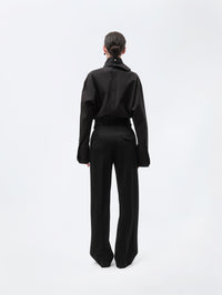 Pantalon orchidée en sergé de laine fluide
