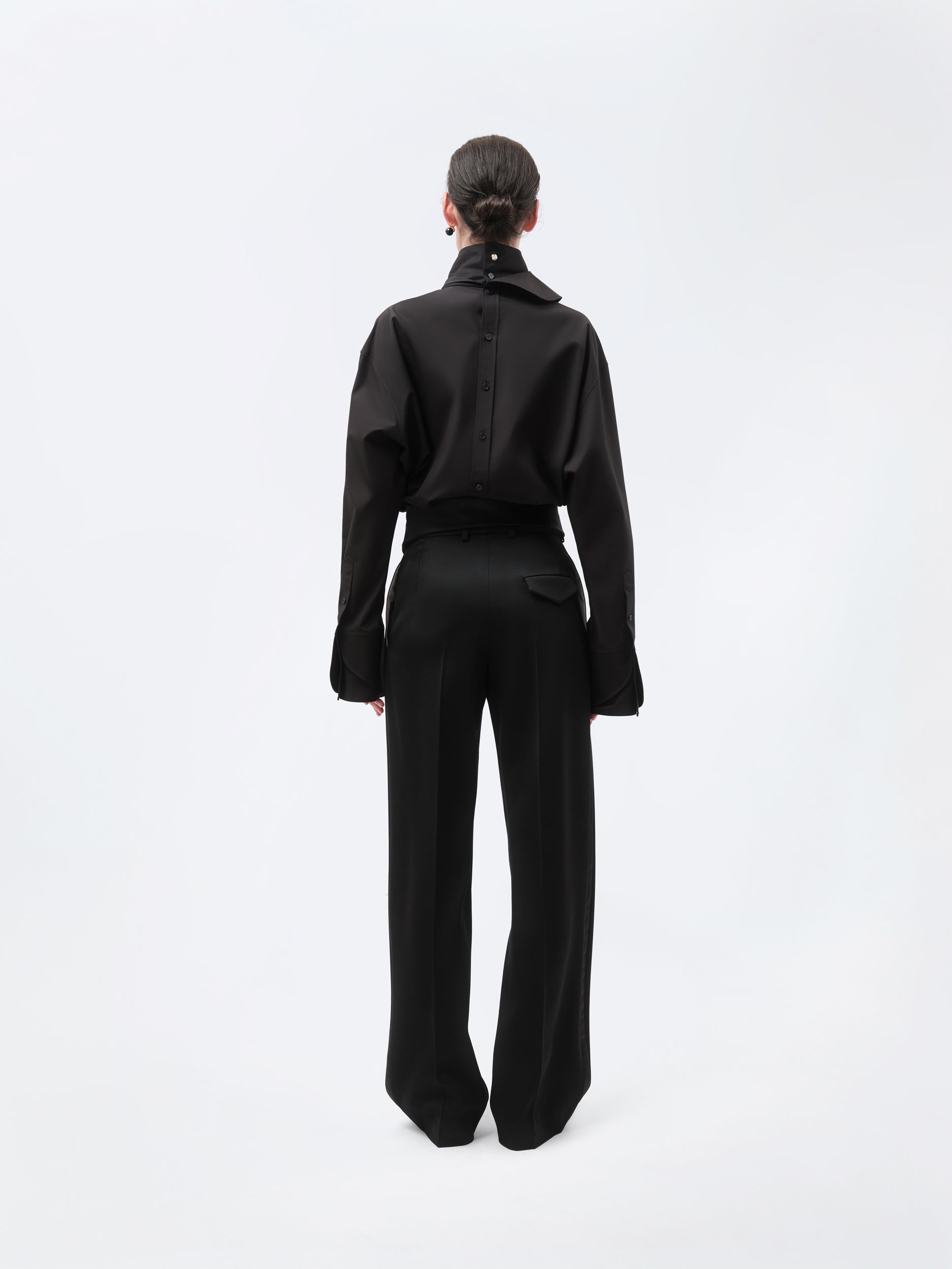 Pantalon orchidée en sergé de laine fluide