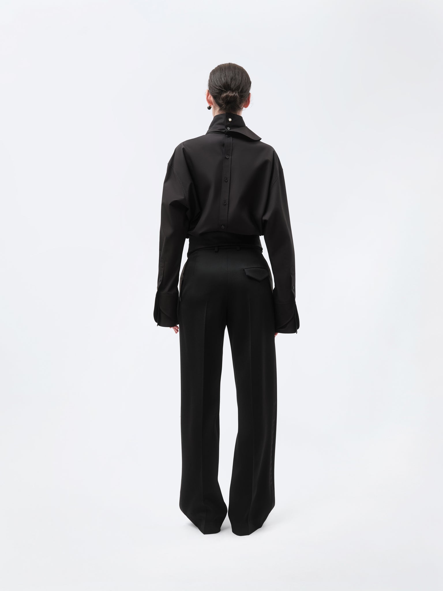 Pantalon orchidée en sergé de laine fluide