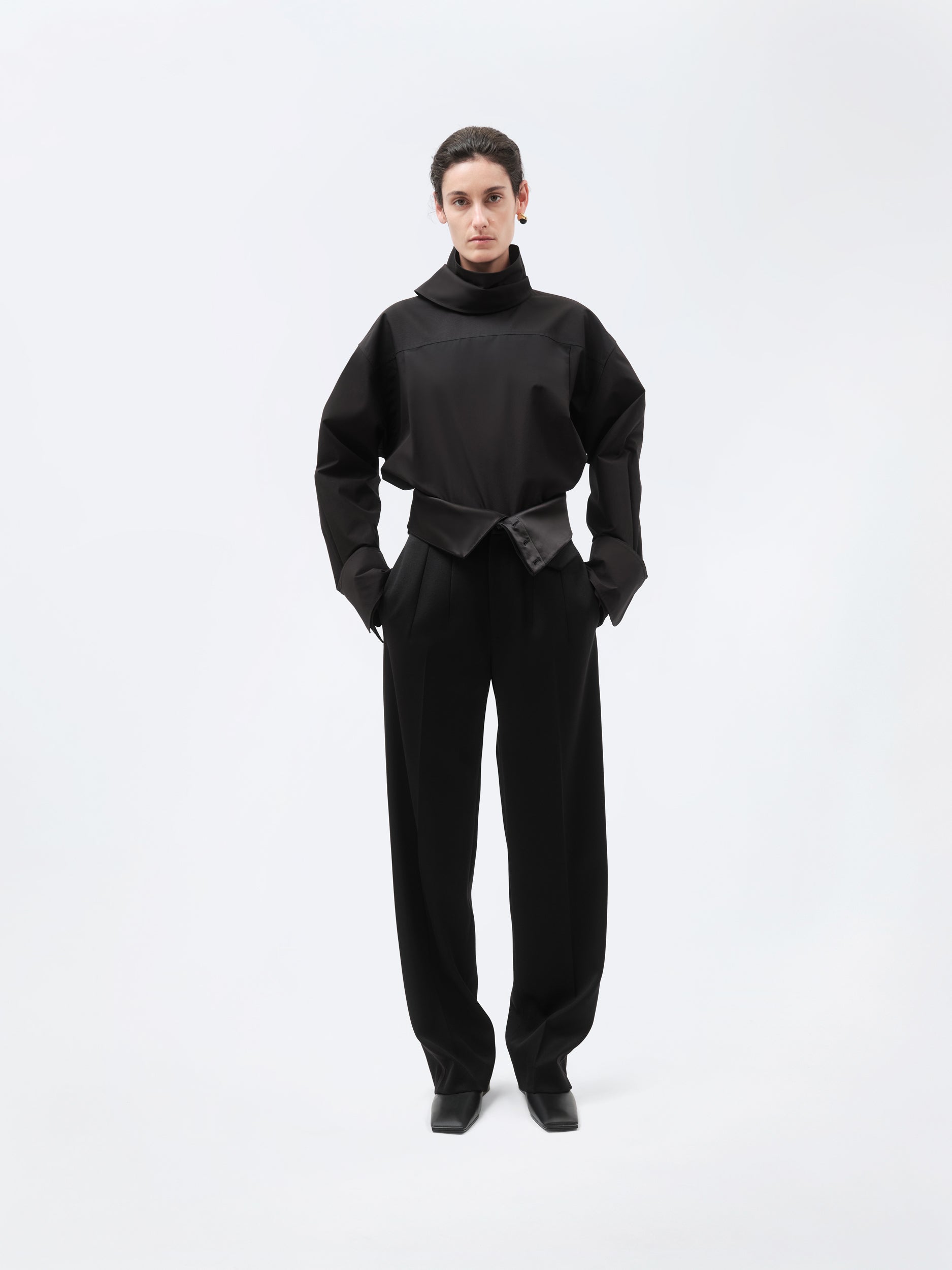 Pantalon orchidée en sergé de laine fluide