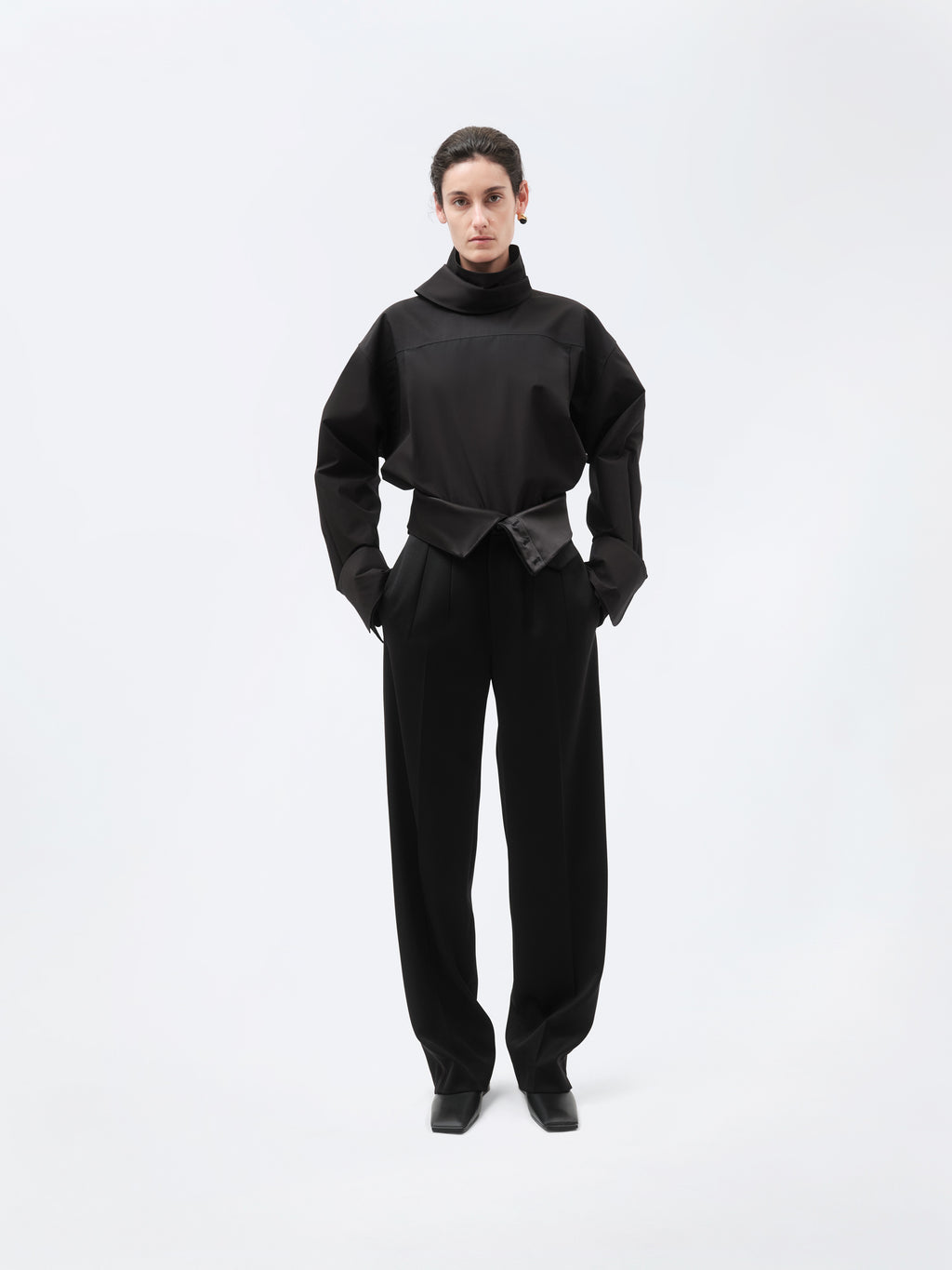 Pantalon orchidée en sergé de laine fluide