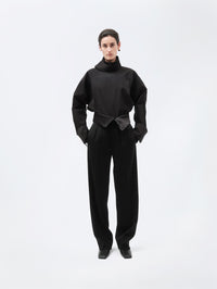 Pantalon orchidée en sergé de laine fluide