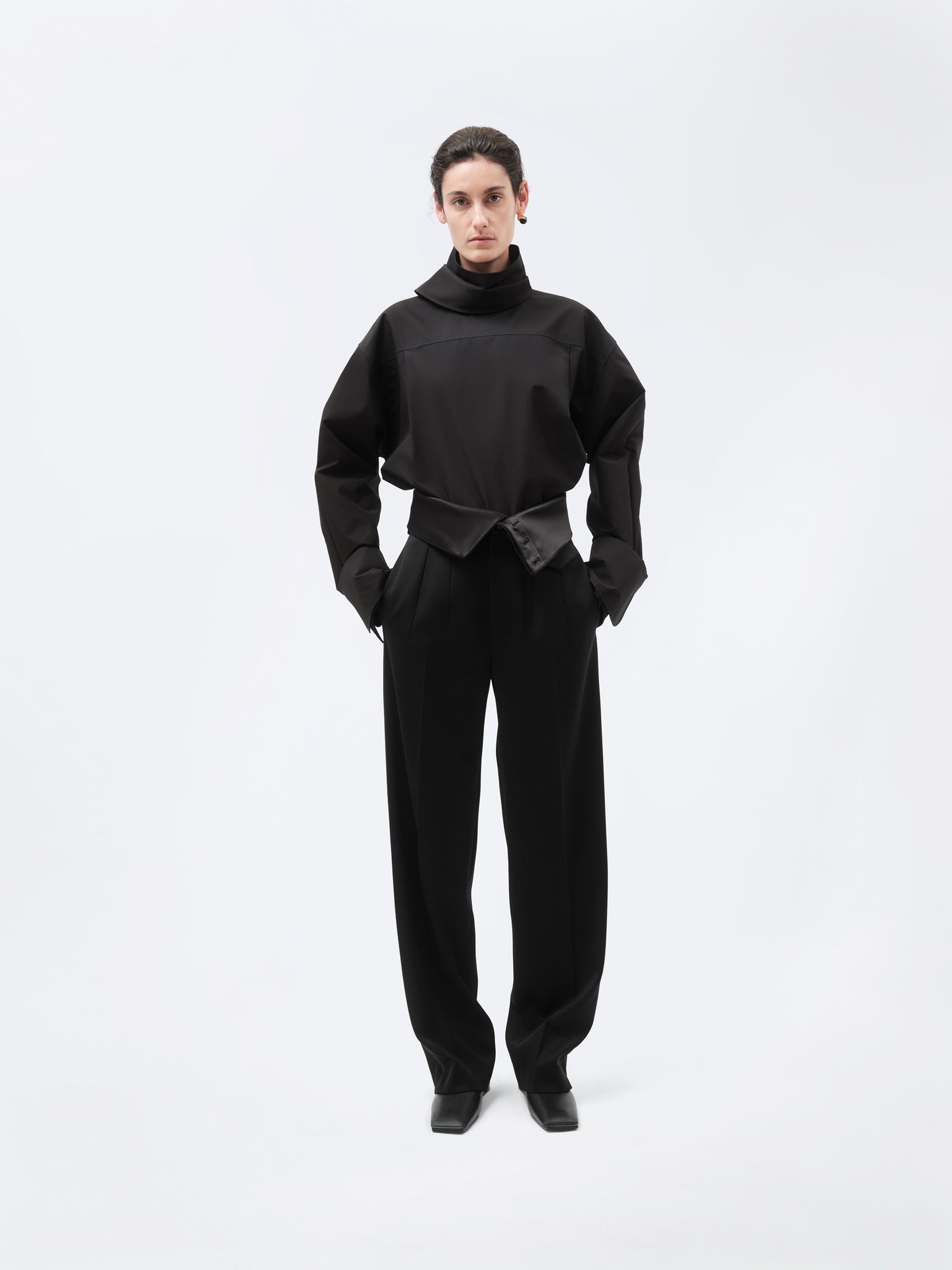 Pantalon orchidée en sergé de laine fluide