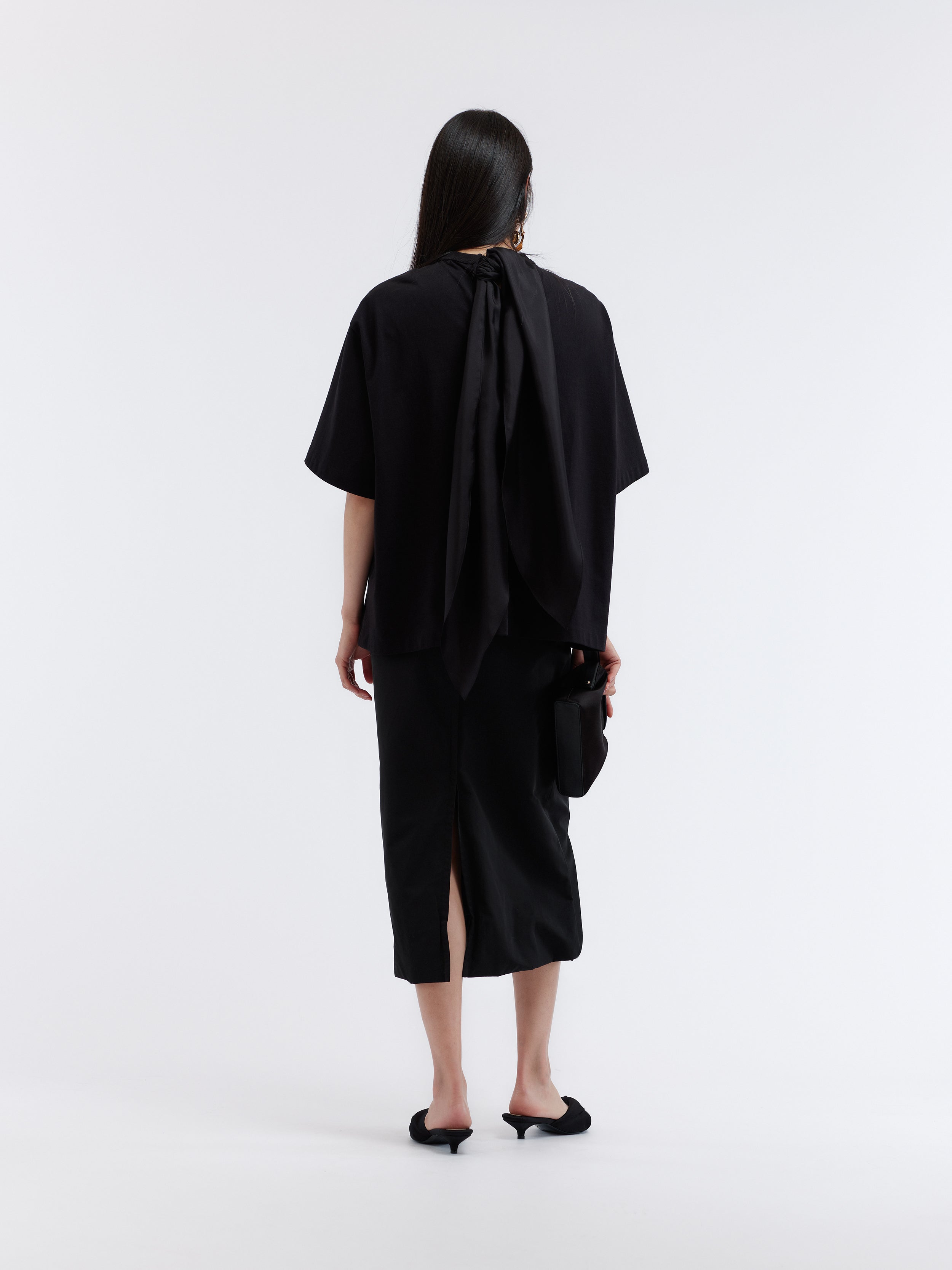 Scarf T-shirt in compact jersey