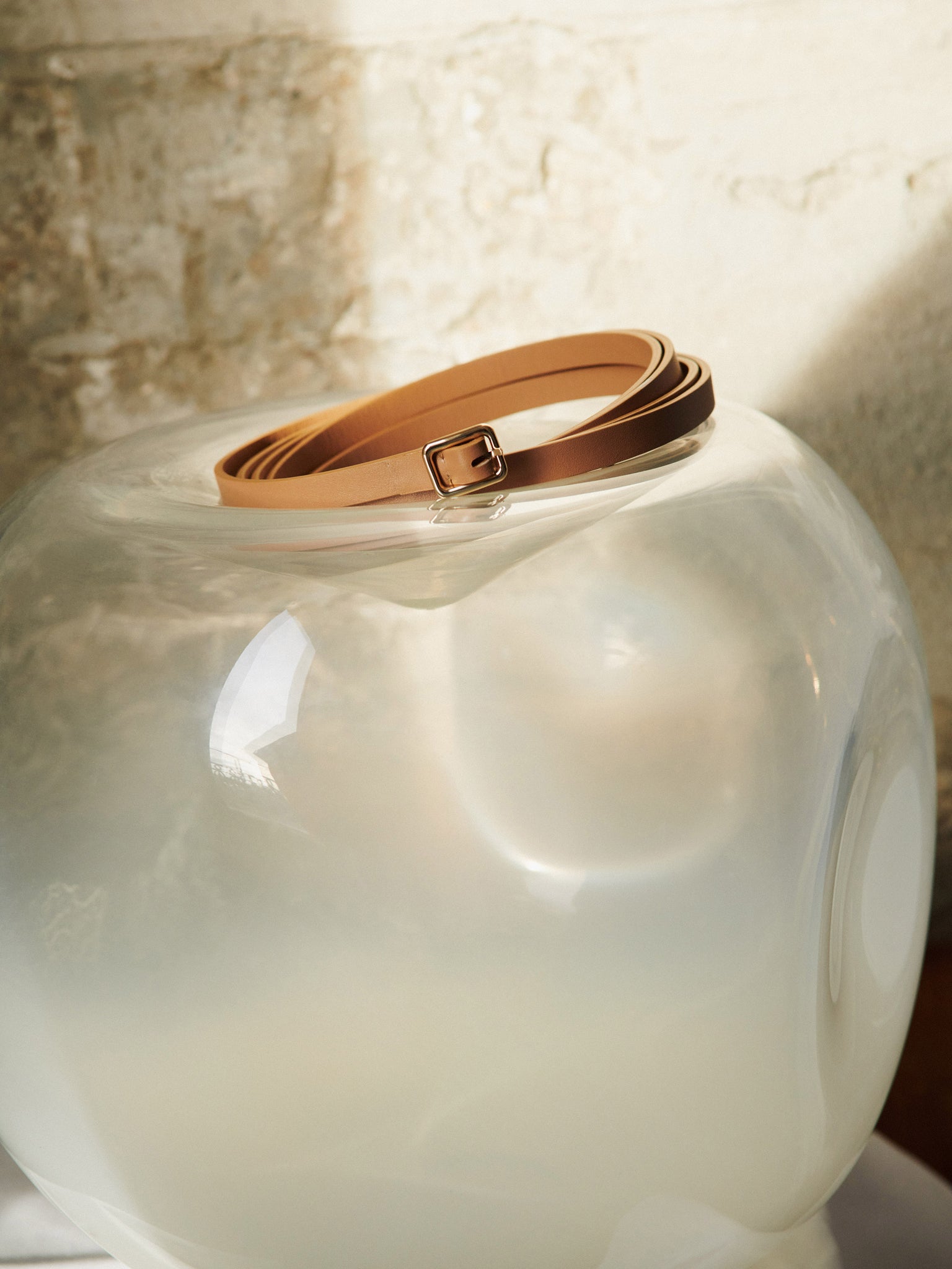 Double wrap belt in leather